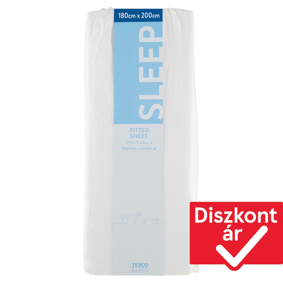 Tesco Basics White Fitted Sheet 180 cm x 200 cm