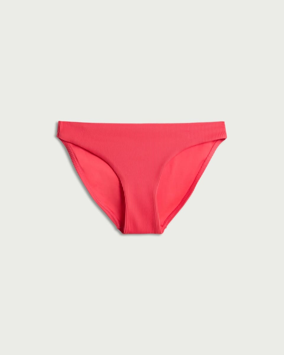 image 1 of F&F Ribbed High Leg Bikini Bottoms in Pink