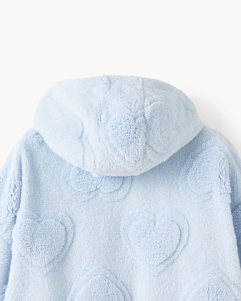 image 1 of F&F Girls Fleece Heart Pyjama Hoodie in Blue