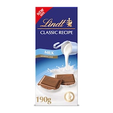 Lindt Classic Recipe Milk Chocolate Bar 190g