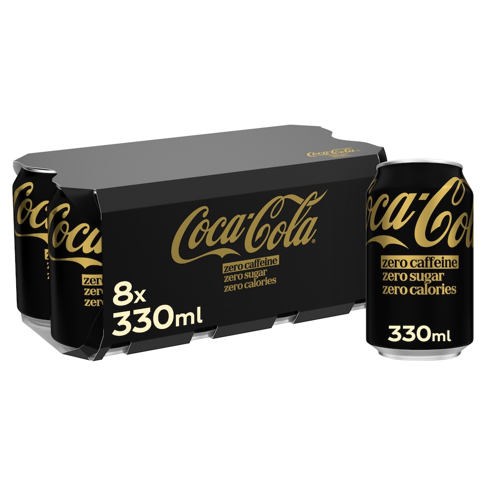 Coca-Cola Zero Sugar Zero Caffeine Soft Drink Cans 8 x 330 mL