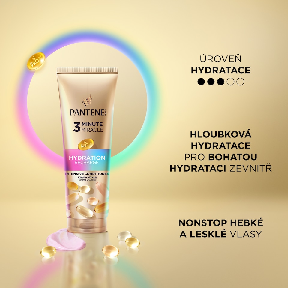 Obrázek 1 pro produkt Pantene Pro-V Hydration Recharge 3 Minute Miracle Balzám 220ml pro Velmi Suché Vlasy