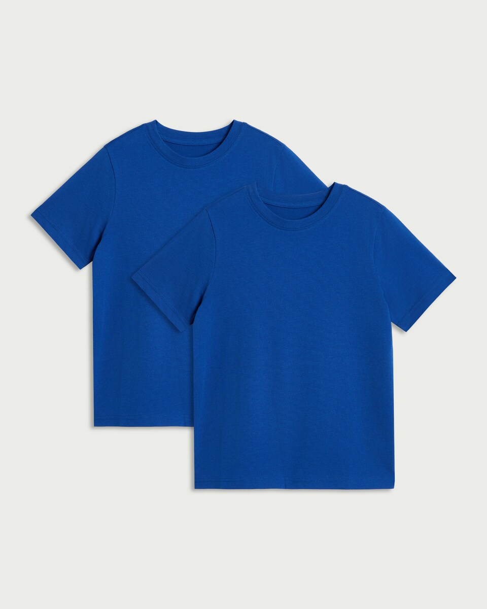 image 1 of F&F School Unisex 2-Pack Pure Cotton T-Shirts in Blue