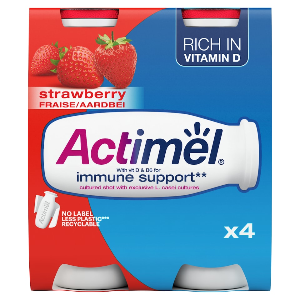 Actimel Immune Support Live Yoghurt Drink - Strawberry 4x100g