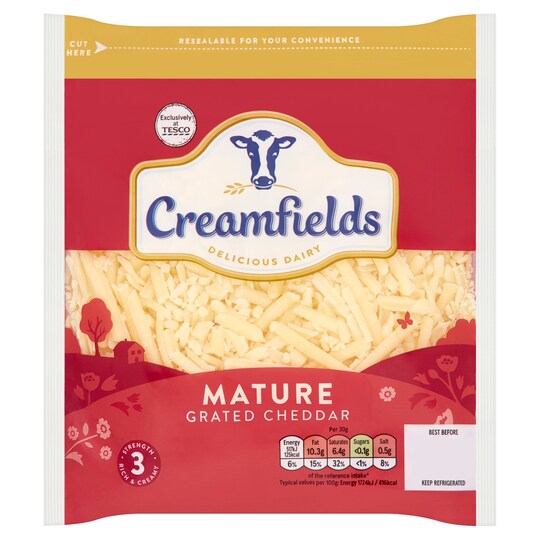Creamfields Grated Mature Cheddar 250G Tesco Groceries
