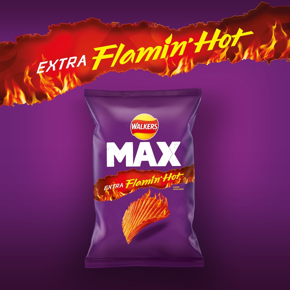 image 1 of Walkers Max Extra Flamin' Hot Potato Crisps 130g