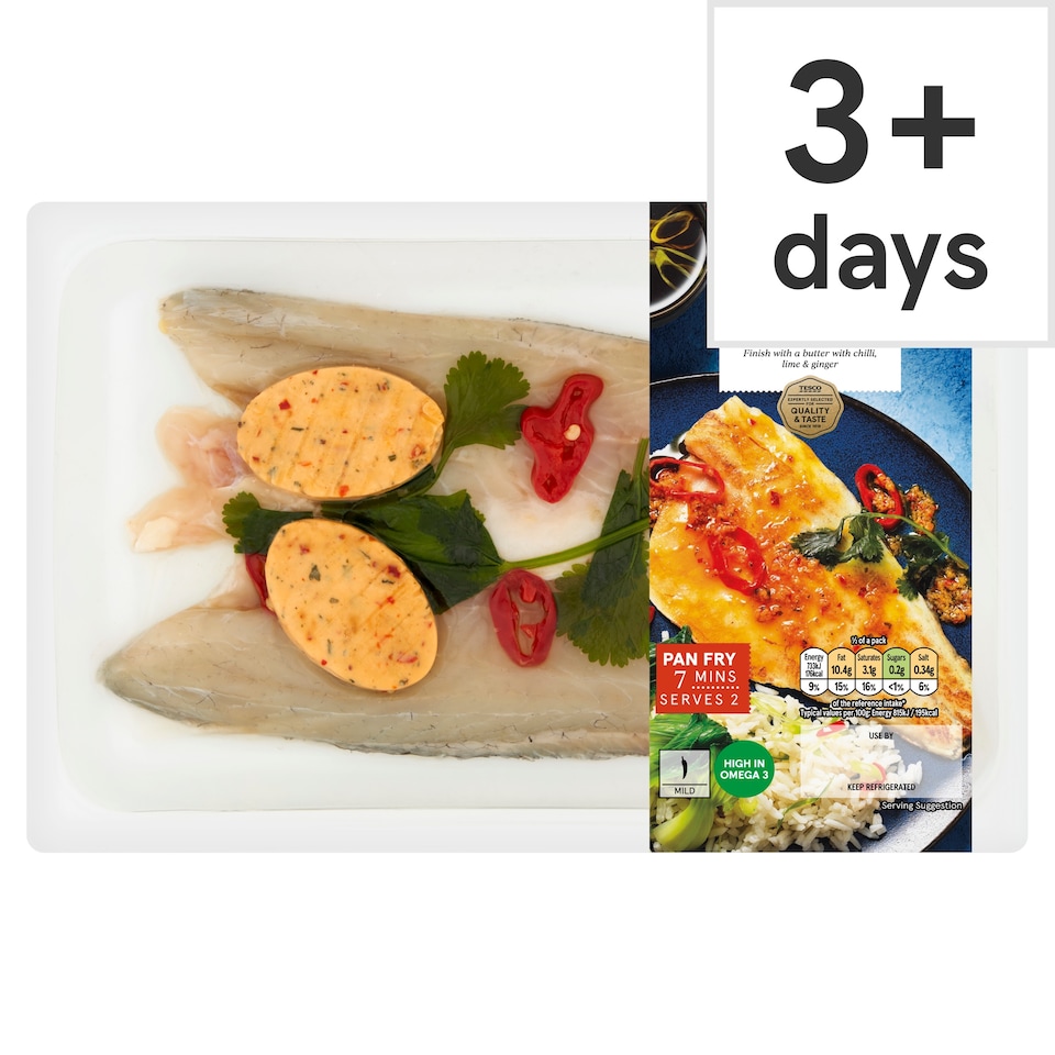 Tesco 2 Chilli, Lime & Ginger Sea Bass Fillets 205g