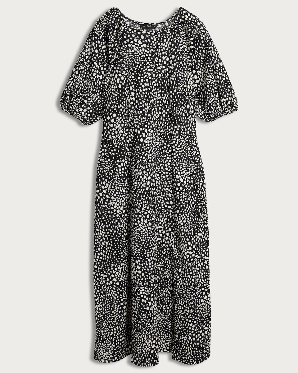 F&F Spot Print Puff Sleeved Midi Dress in Multi Brown
