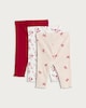 image 2 of F&F Baby 3-Pack Cotton Rich Floral and Bow Print Leggings in Red