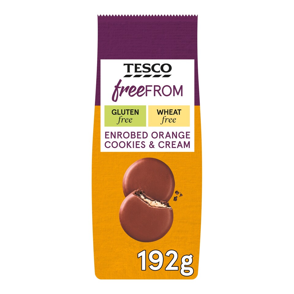 Tesco Free From Enrobed Orange Cookies & Cream Biscuits 192g