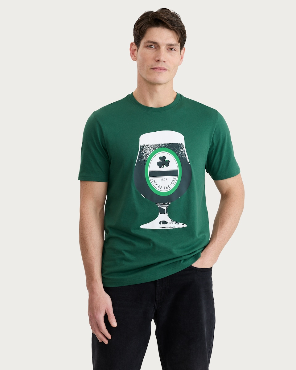 image 1 of F&F Pure Cotton Luck of the Irish Print T-Shirt in Green