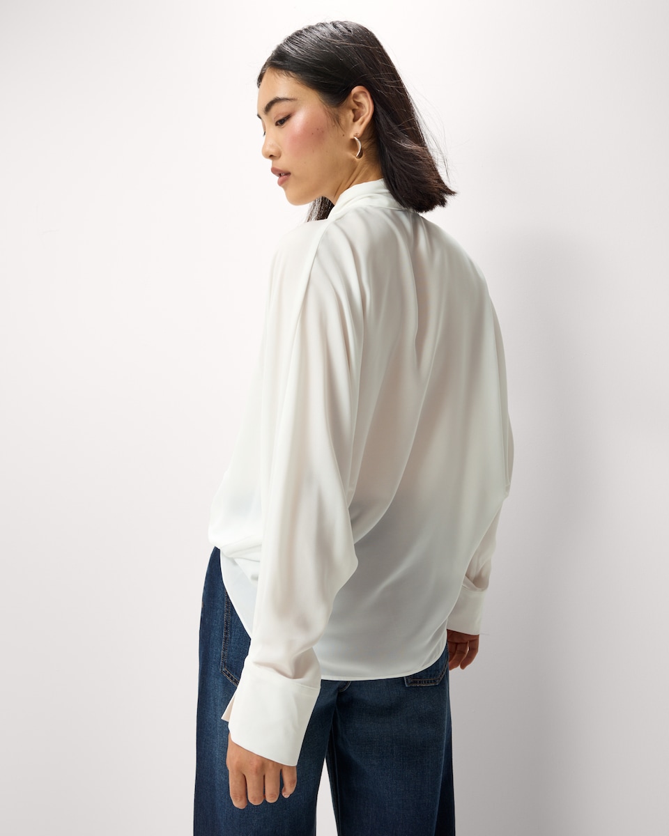 image 1 of F&F Tie Neck Blouse in Cream