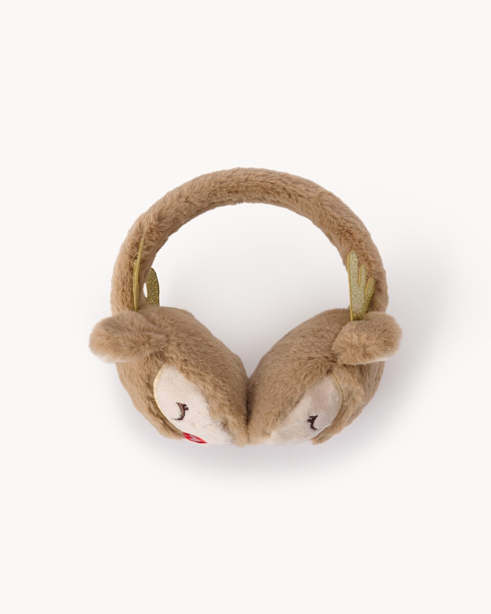 image 1 of Christmas Baby Reindeer Earmuffs in Neutral