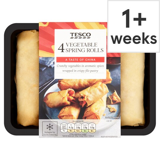 Tesco 4 Vegetable Spring Rolls 240G Tesco Groceries