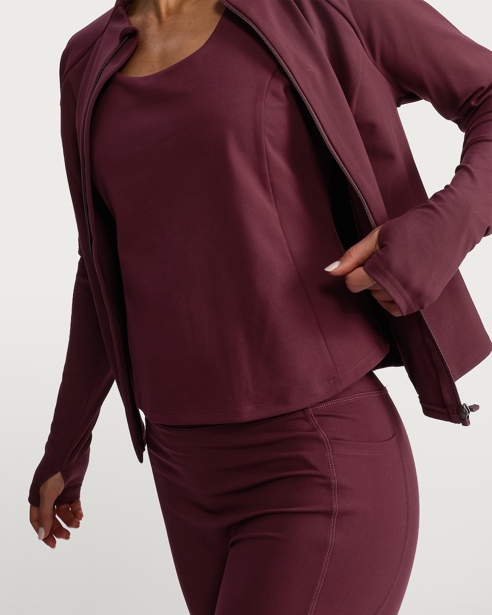 image 1 of F&F Active Soft Touch Zip Through Jacket in Berry