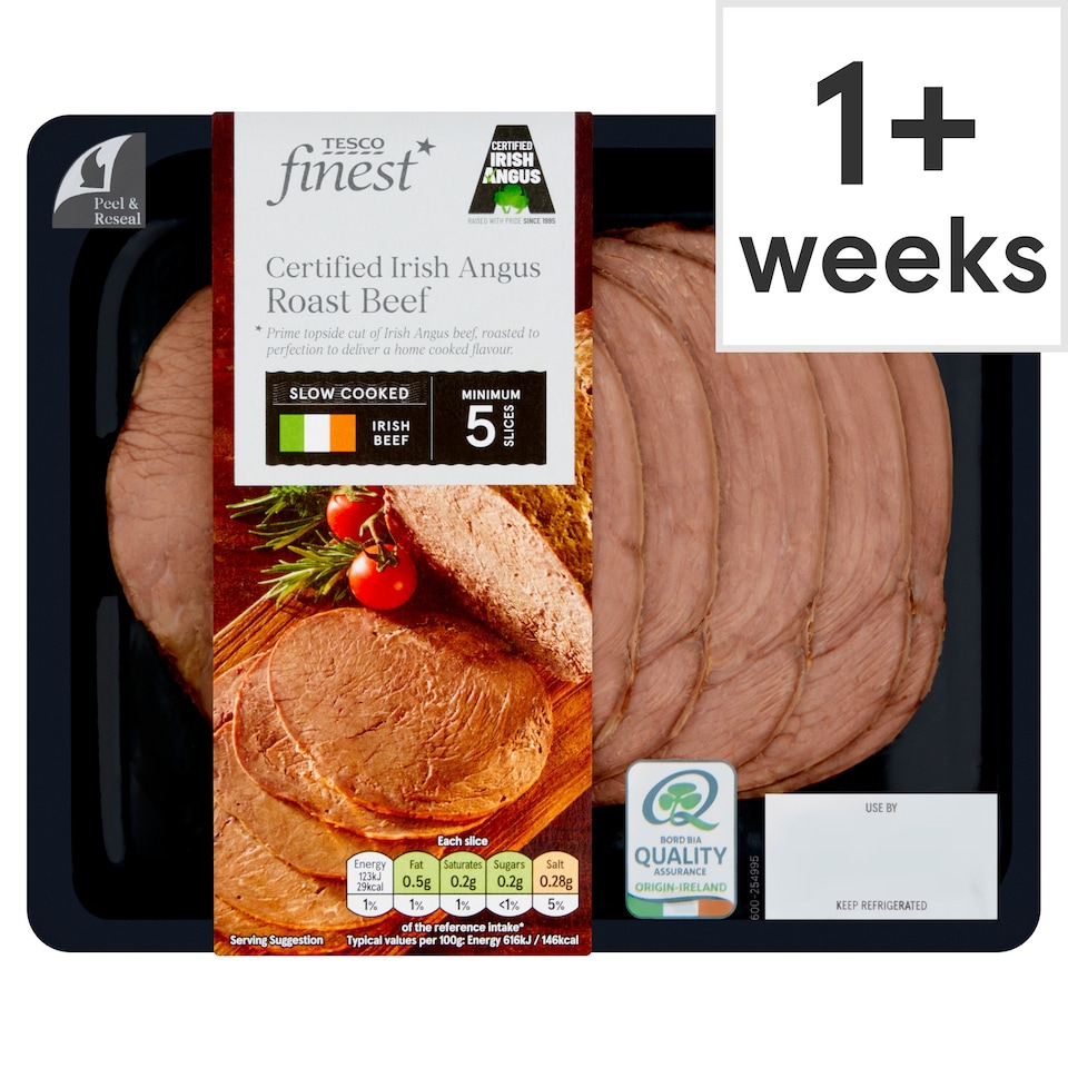 Tesco Finest* Cert Irish Angus Roast Beef 100G