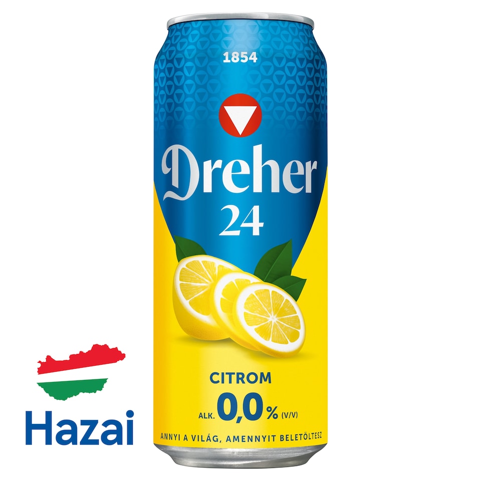 Dreher 24 Lemon Non-Alcoholic Light Beer and Lemon-Flavored Drink Mix 0,0% 0,5 l