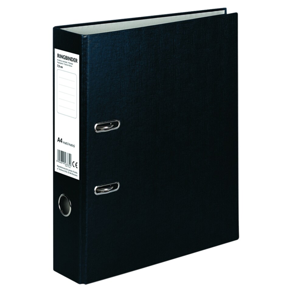 Black Ring Binder A4 Matt 7,5 cm