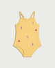 image 1 of F&F Girls Ice Cream Embroidered Swimsuit in Yellow