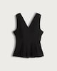 image 2 of F&F V Neck Peplum Hem Top in Black