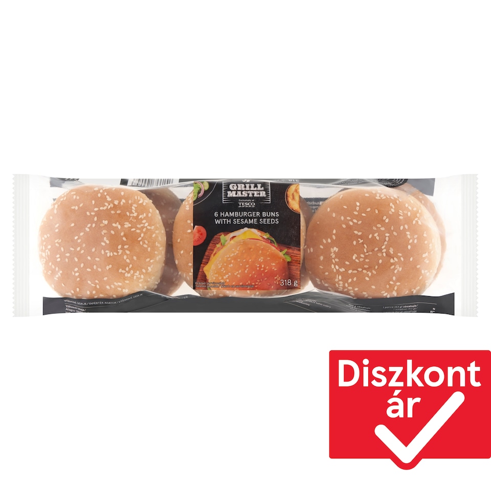Grill Master szezámmagos hamburger zsemle 6 x 53 g (318 g)