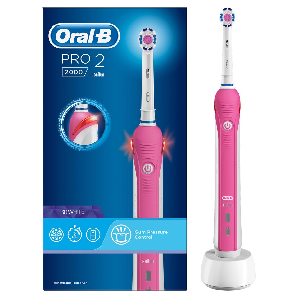 image 1 of Oral-B Pro 2000 Crossaction Pink Electric Toothbrush