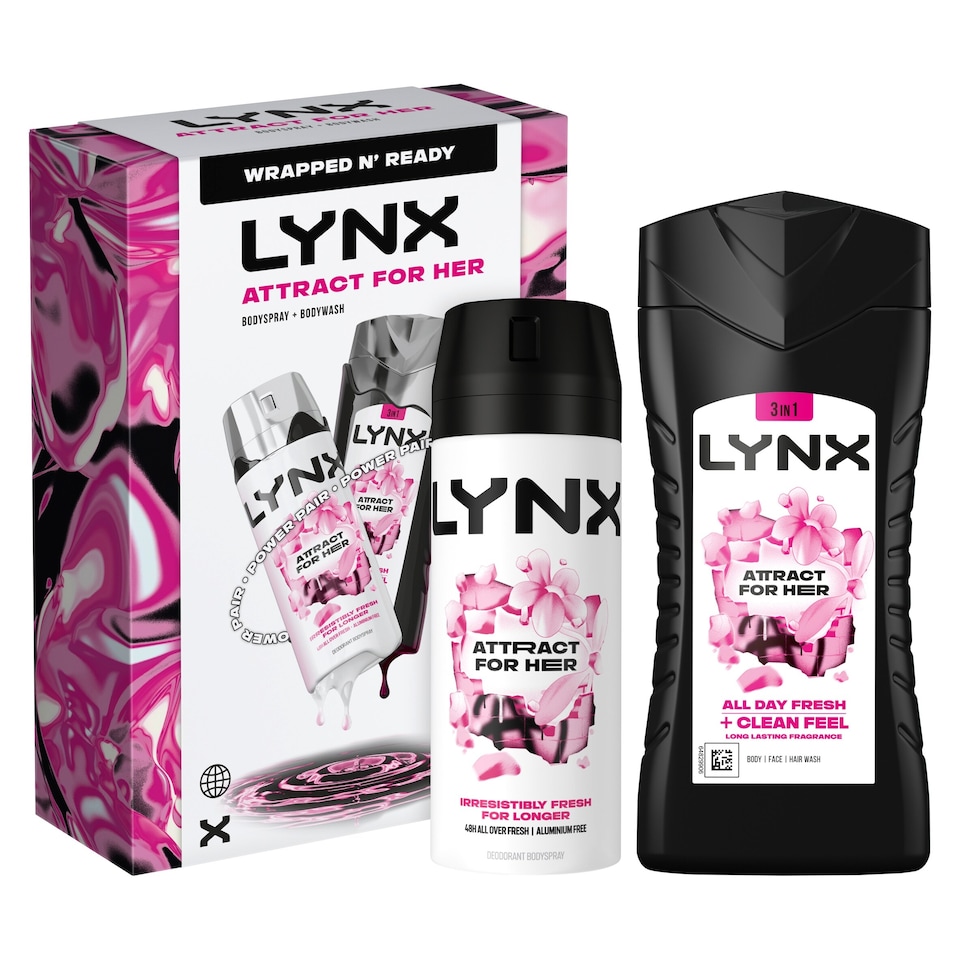image 1 of Lynx Attract for Her Bodyspray & Bodywash Gift Set