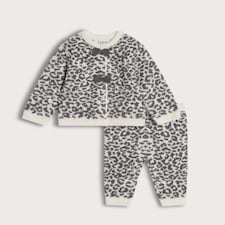 F&F Baby 2-Piece Knitted Leopard Print Set in Grey