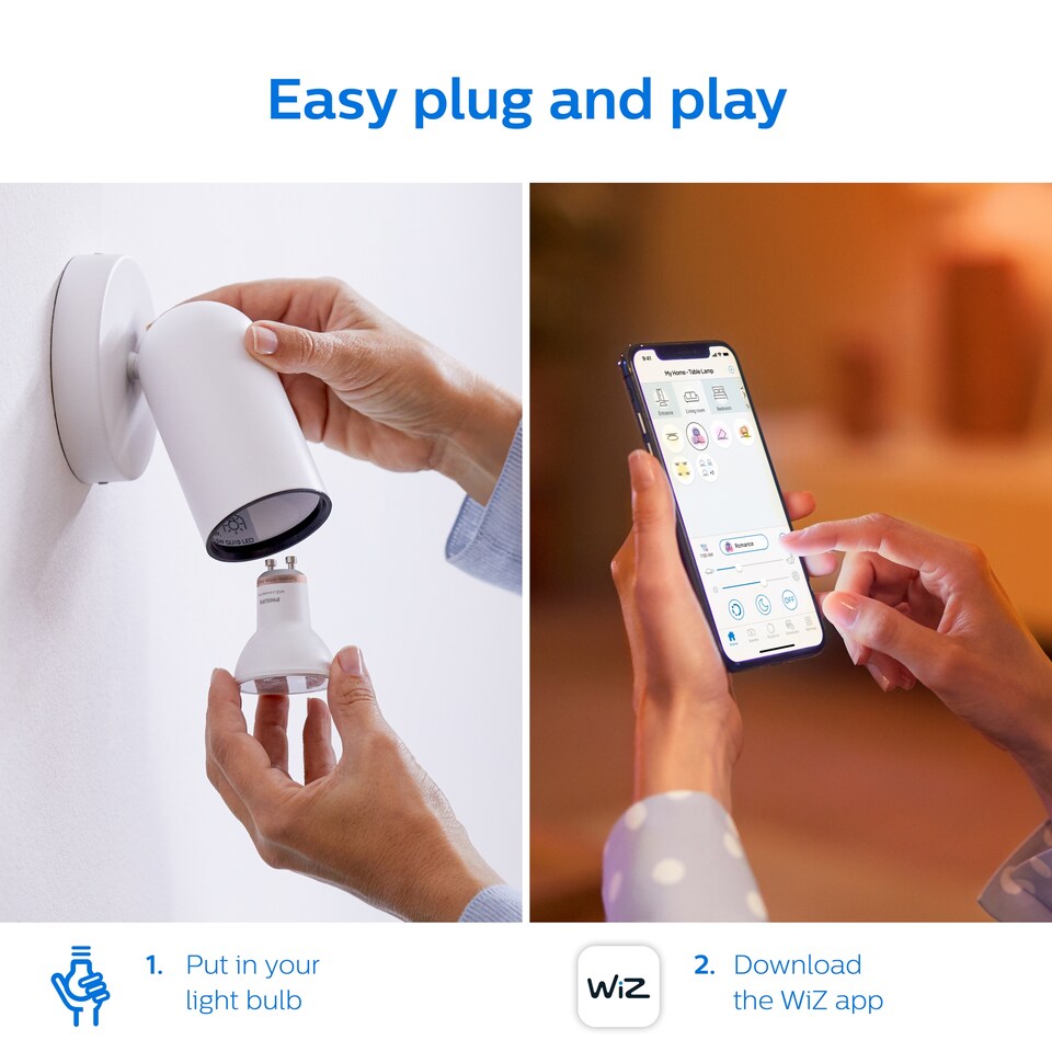 image 1 of Philips Smart Led Full Colour Gu10 50W Twin Pack