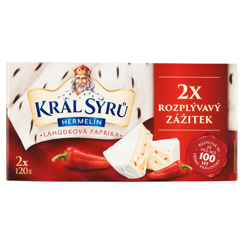 Obrázek 1 pro produkt Král Sýrů Hermelín lahůdková paprika 2 x 120g (240g)