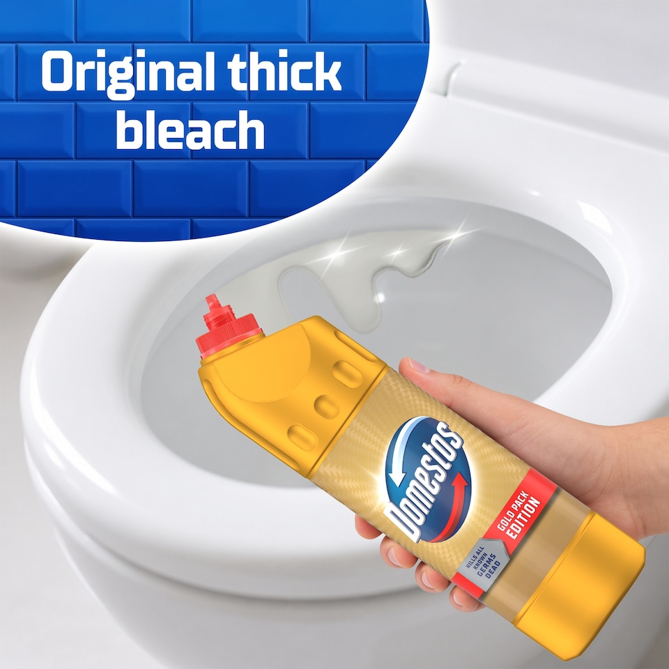 image 1 of Domestos Thick Bleach Gold Original Toilet & Bathroom Cleaner 750ml