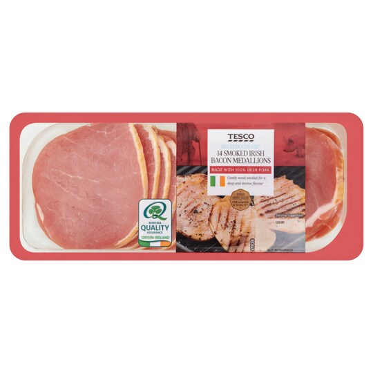 Tesco Irish 14 Unsmoked Bacon Medallions 400G Tesco Groceries