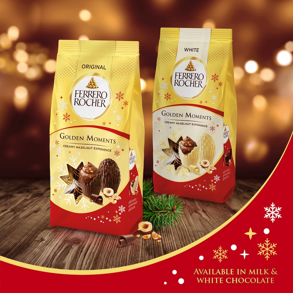 image 1 of Ferrero Rocher Golden Winter Moments Milk Chocolate & Hazelnut 90g
