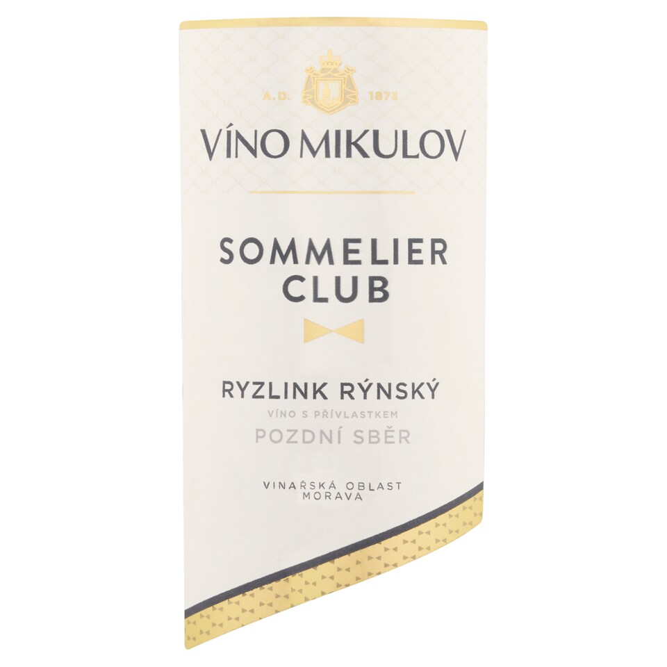 Obrázek 1 pro produkt Víno Mikulov Sommelier Club Ryzlink rýnský víno s přívlastkem pozdní sběr suché bílé 0,75l