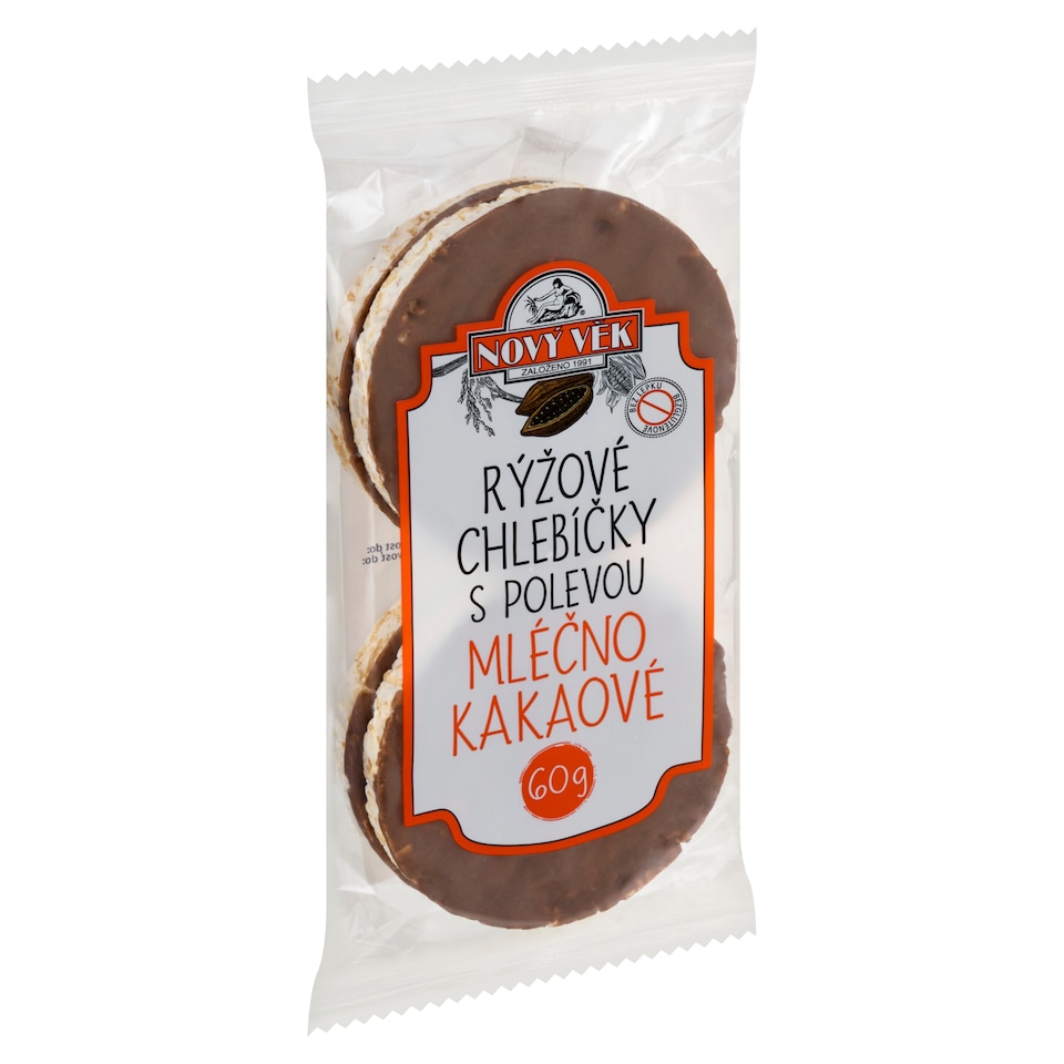 Obrázek 1 pro produkt Nový Věk Rýžové chlebíčky s polevou mléčno kakaové 60g