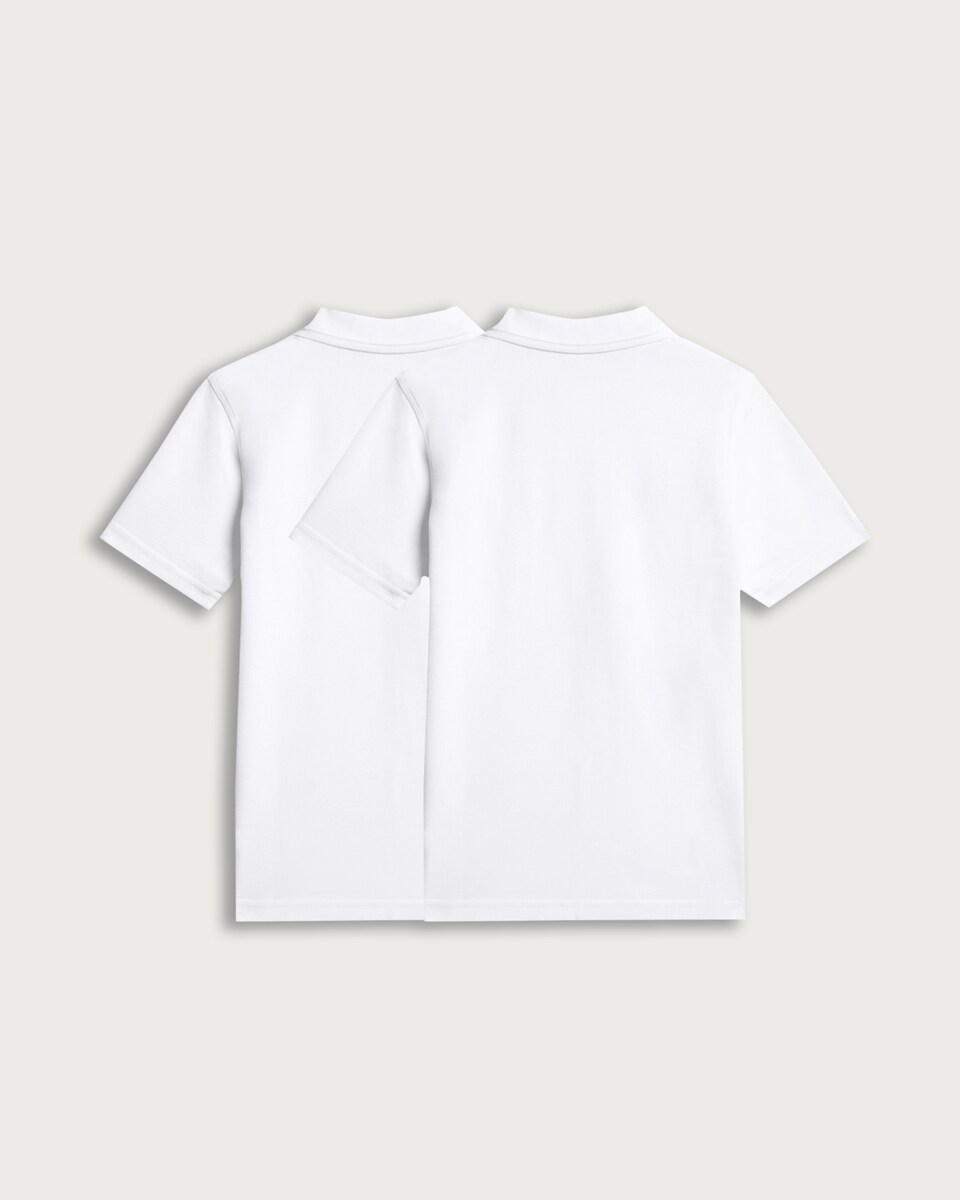 image 1 of F&F School Unisex 2-Pack Regular Fit Polo Shirts in White