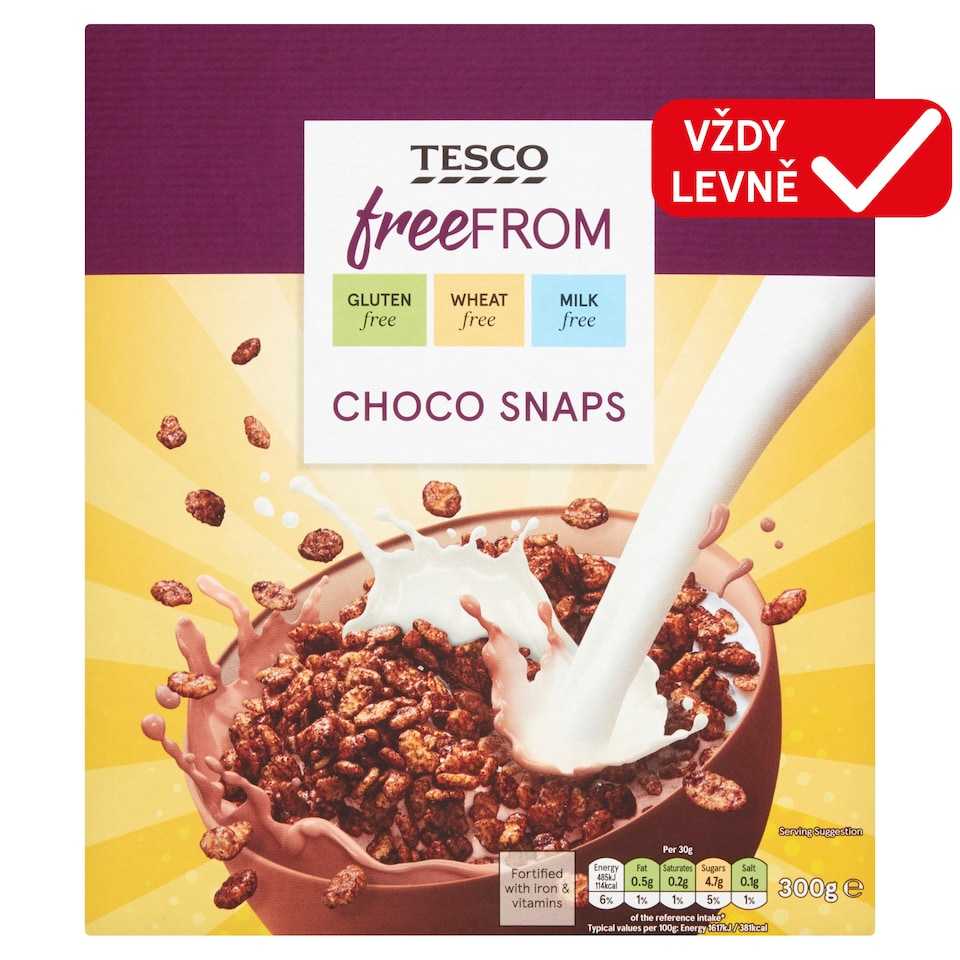 Obrázek 1 pro produkt Tesco Free From Rýžové lupínky s polevou s čokoládovou příchutí 300g