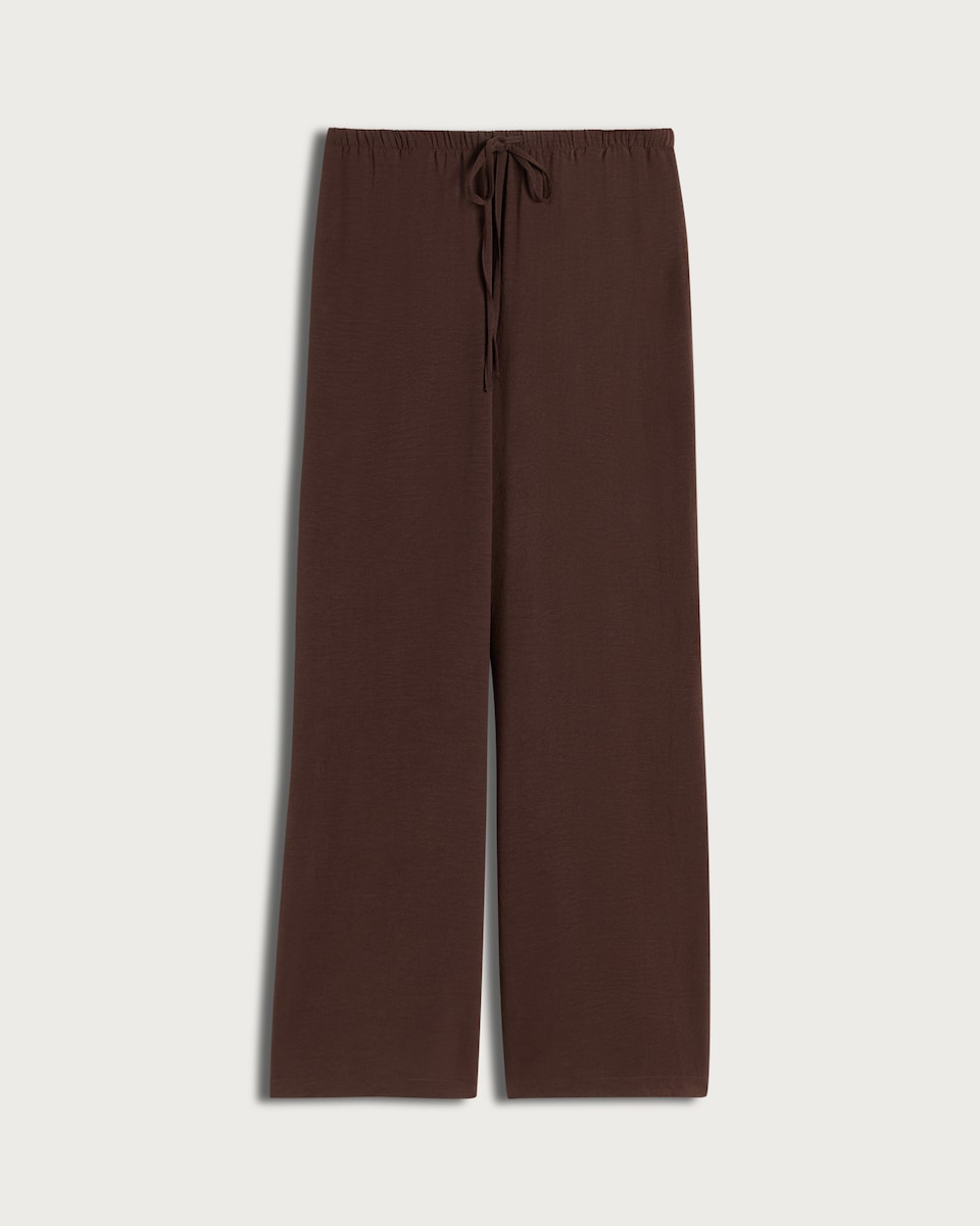 image 1 of F&F Wide Leg Drawstring Trousers in Chocolate