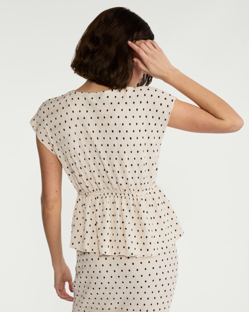 image 1 of F&F Textured Polka Dot Tie Front Co-ord Top in Multi White