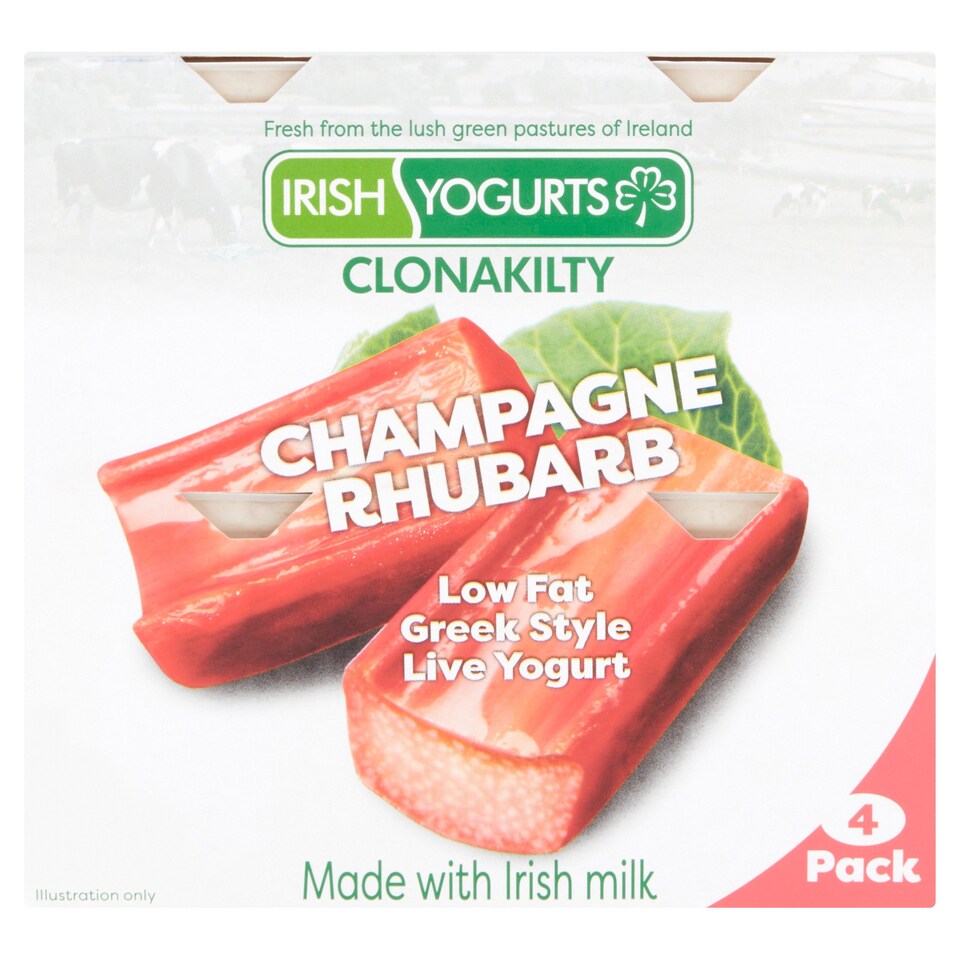 Irish Yogurts Rhubarb Low Fat Grk/Style 4X125g Tesco Groceries