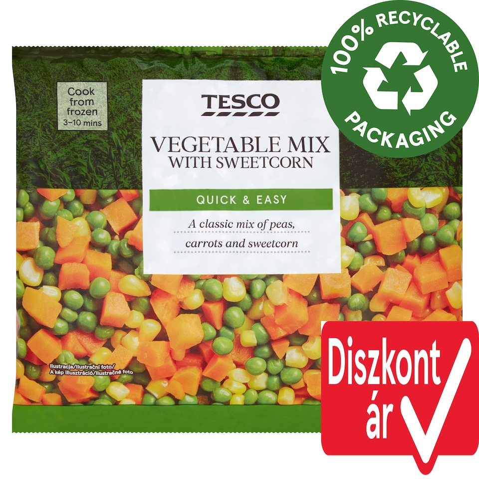 Tesco gyorsfagyasztott zöldségkeverék csemegekukoricával 450 g