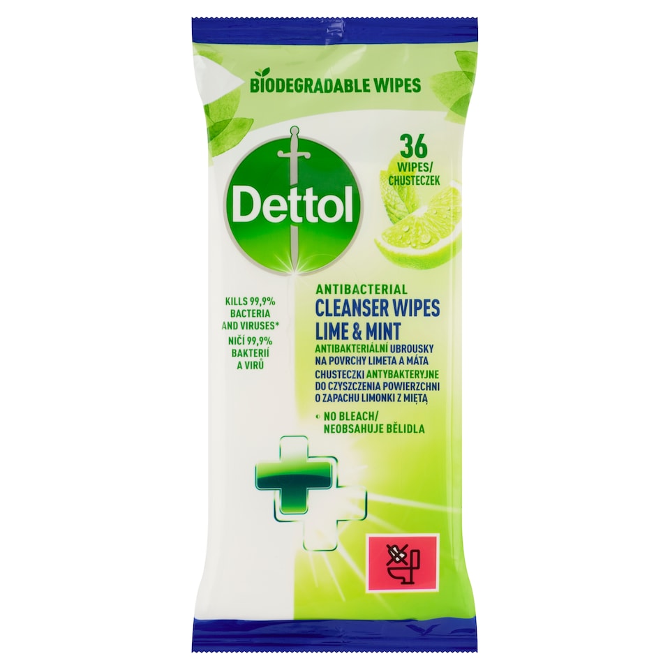 image 1 of Dettol Antibacterial Wipes for Surfaces Lime and Mint 36 pcs