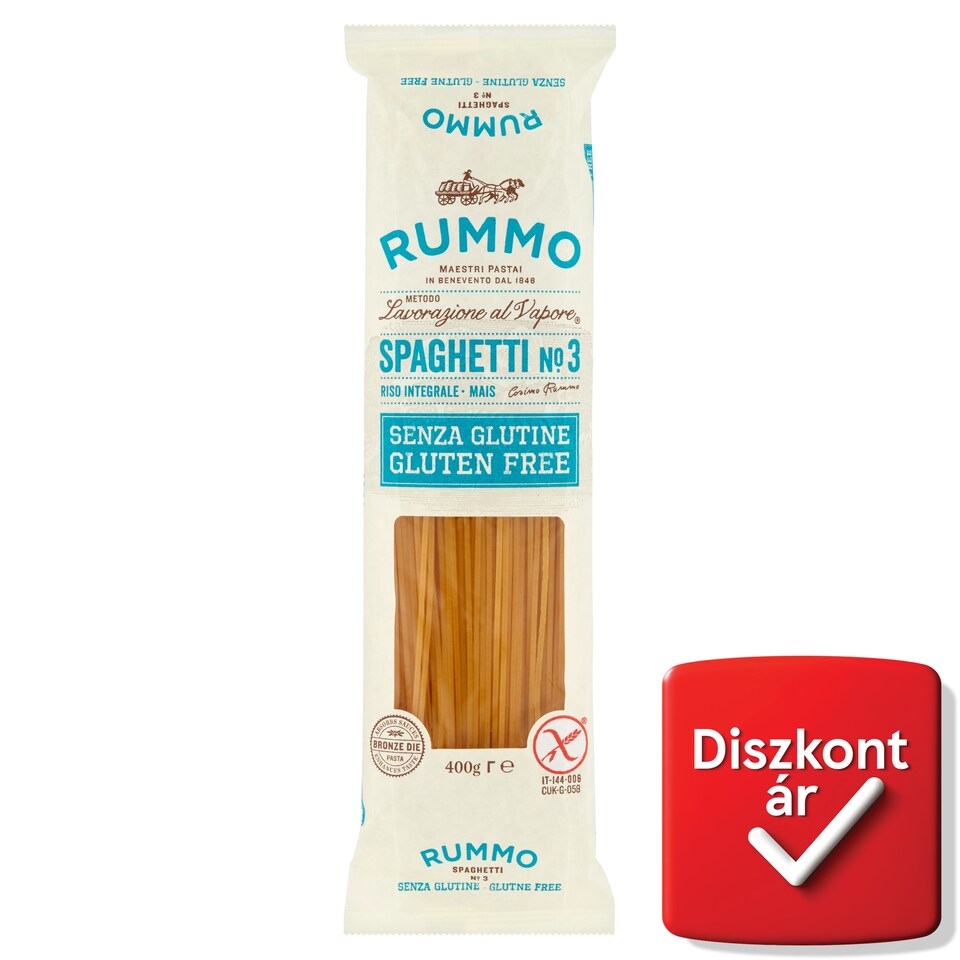 Rummo gluténmentes tojás nélküli spagetti száraztészta 400 g
