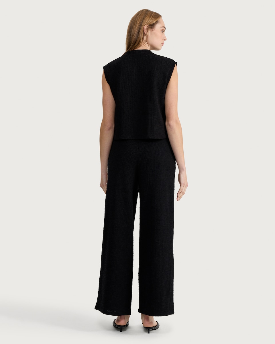 image 1 of The F&F Edit Textured Wide Leg Co-ord Trousers in Black