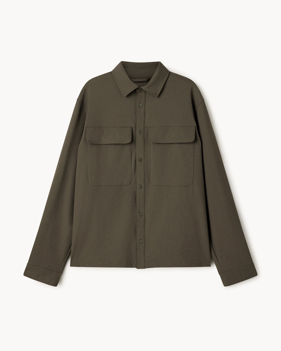 image 1 of The F&F Edit Collared Shower Resistant Overshirt in Khaki