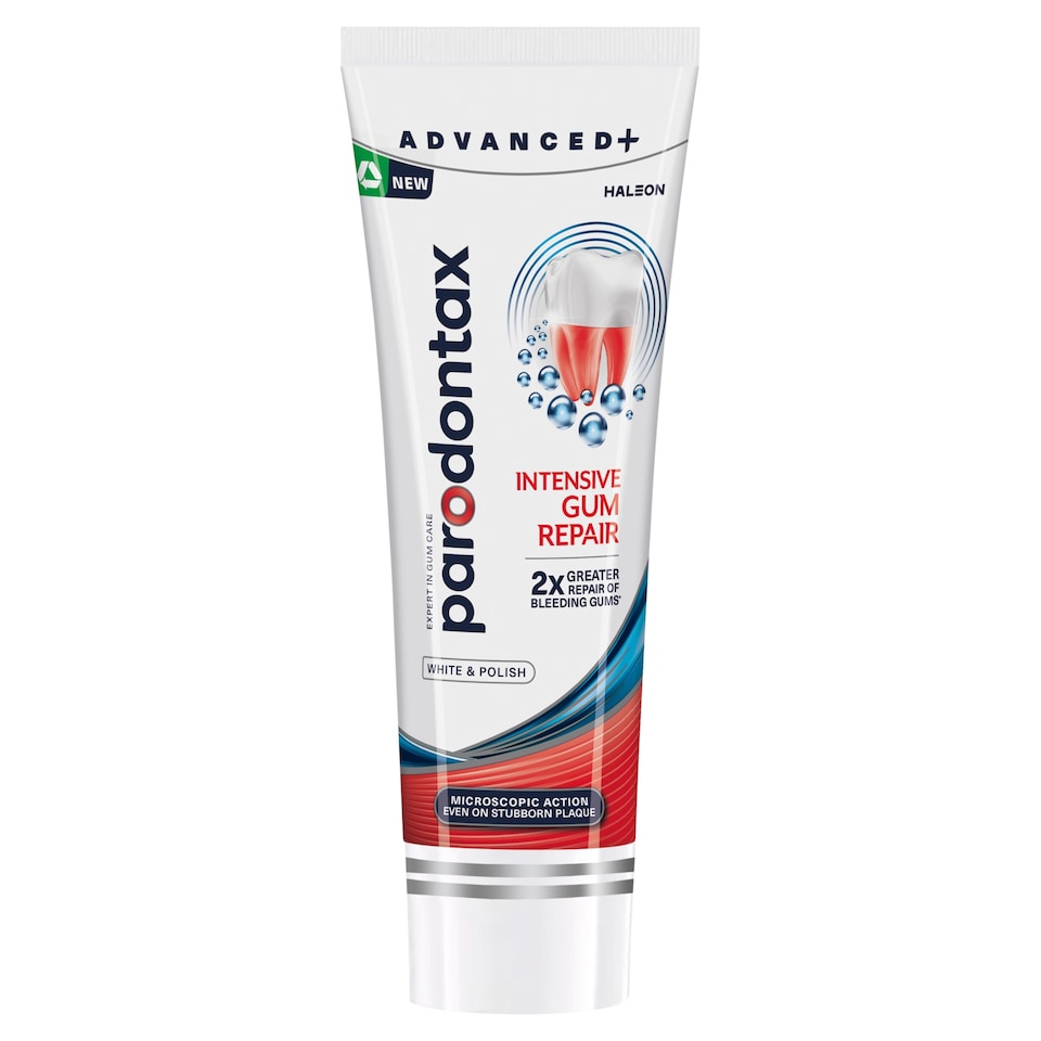 Obrázek 1 pro produkt Parodontax Advanced+ Intensive Gum Repair White & Polish zubní pasta s fluoridem 75ml