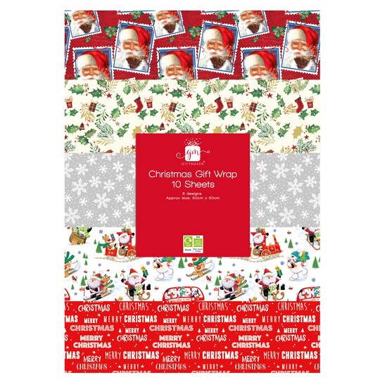 Giftmaker Christmas Gift Wrap 10 Sheets Tesco Groceries