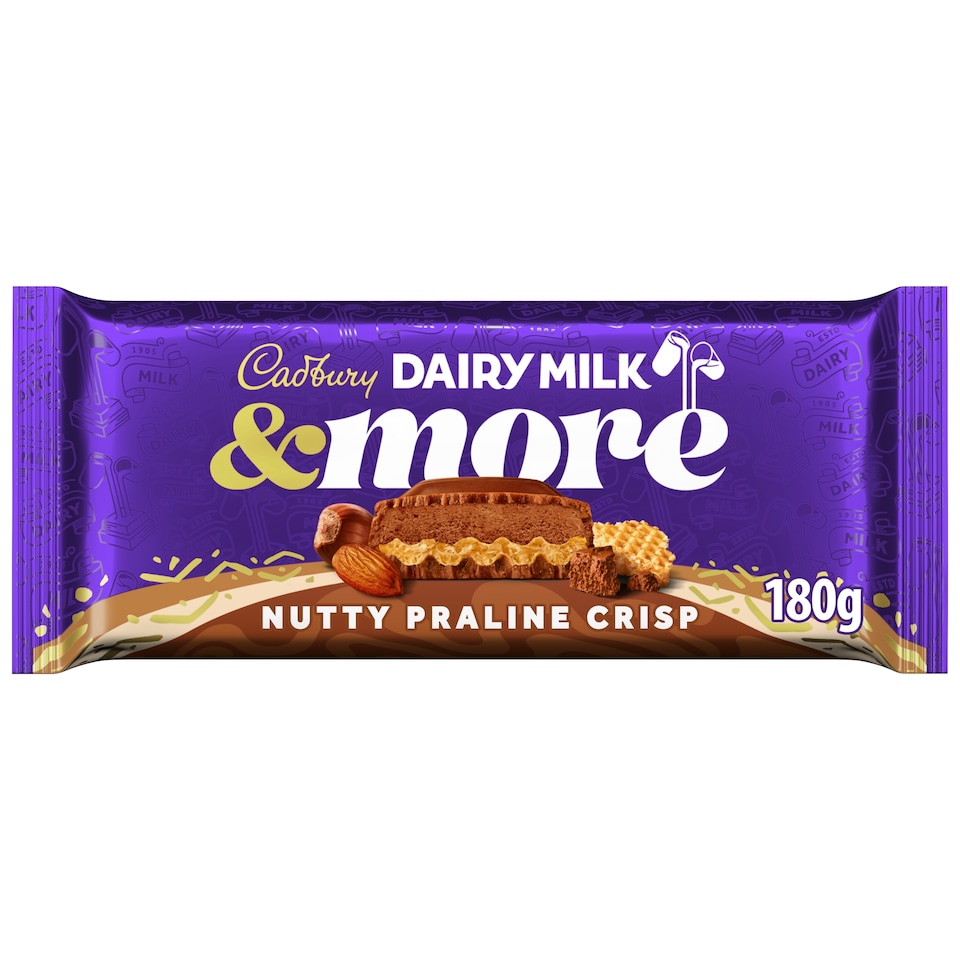 Cadbury Dairy Milk &More Nutty Praline Crisp Chocolate Bar 180g