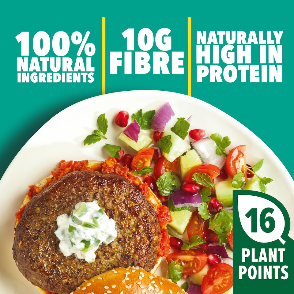 image 1 of Gosh! Super Plants Middle Eastern Broccoli & Broad Bean with Cherry Burgers 200g
