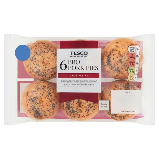 Tesco Bbq 6 Mini Pork Pies 300G Tesco Groceries